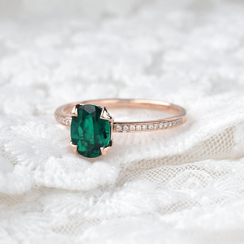 Vera's Grace | Vintage Oval Cut Natural Emerald Ring