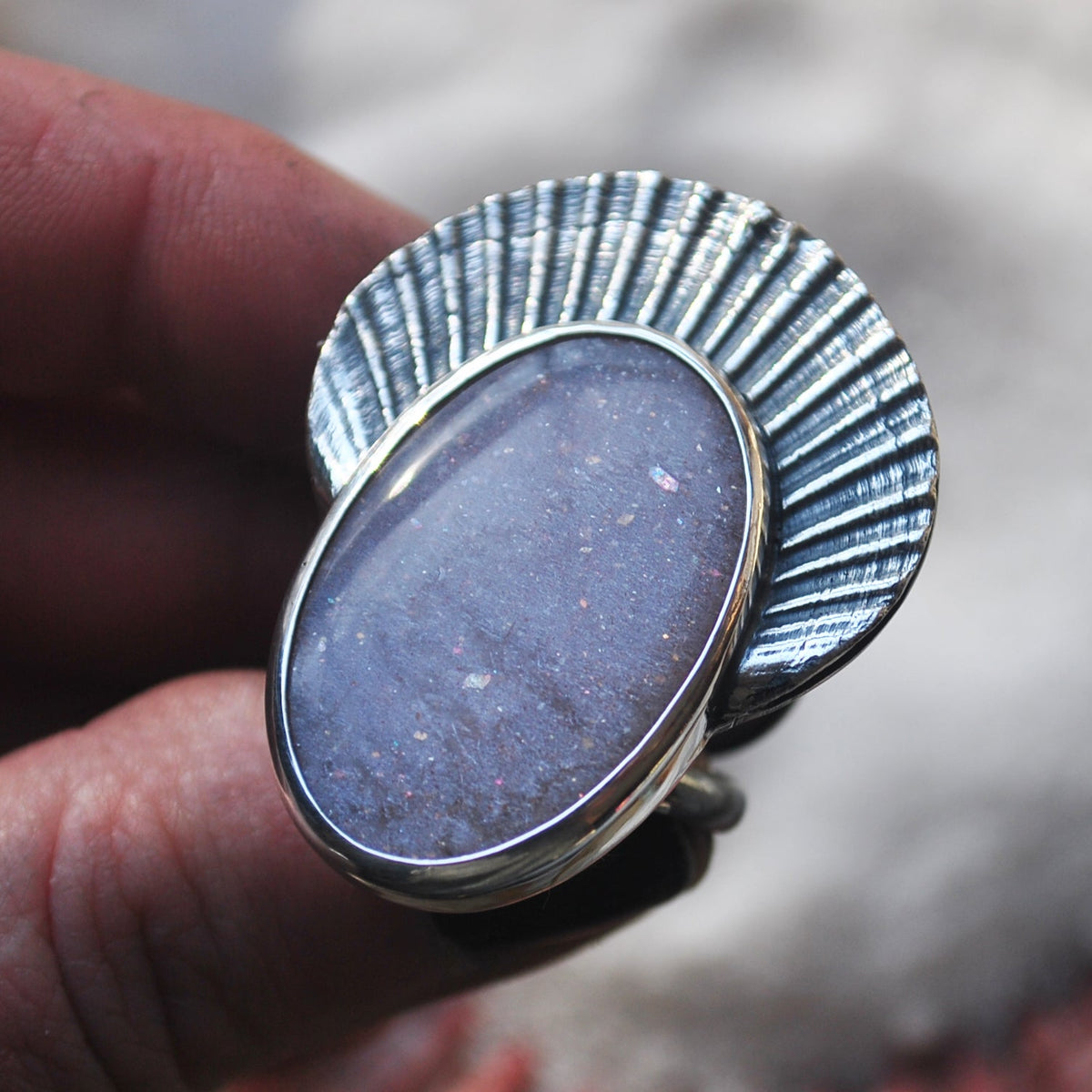 Size 9.75 - Crown of Shells - Seashell Enamel Moonstone