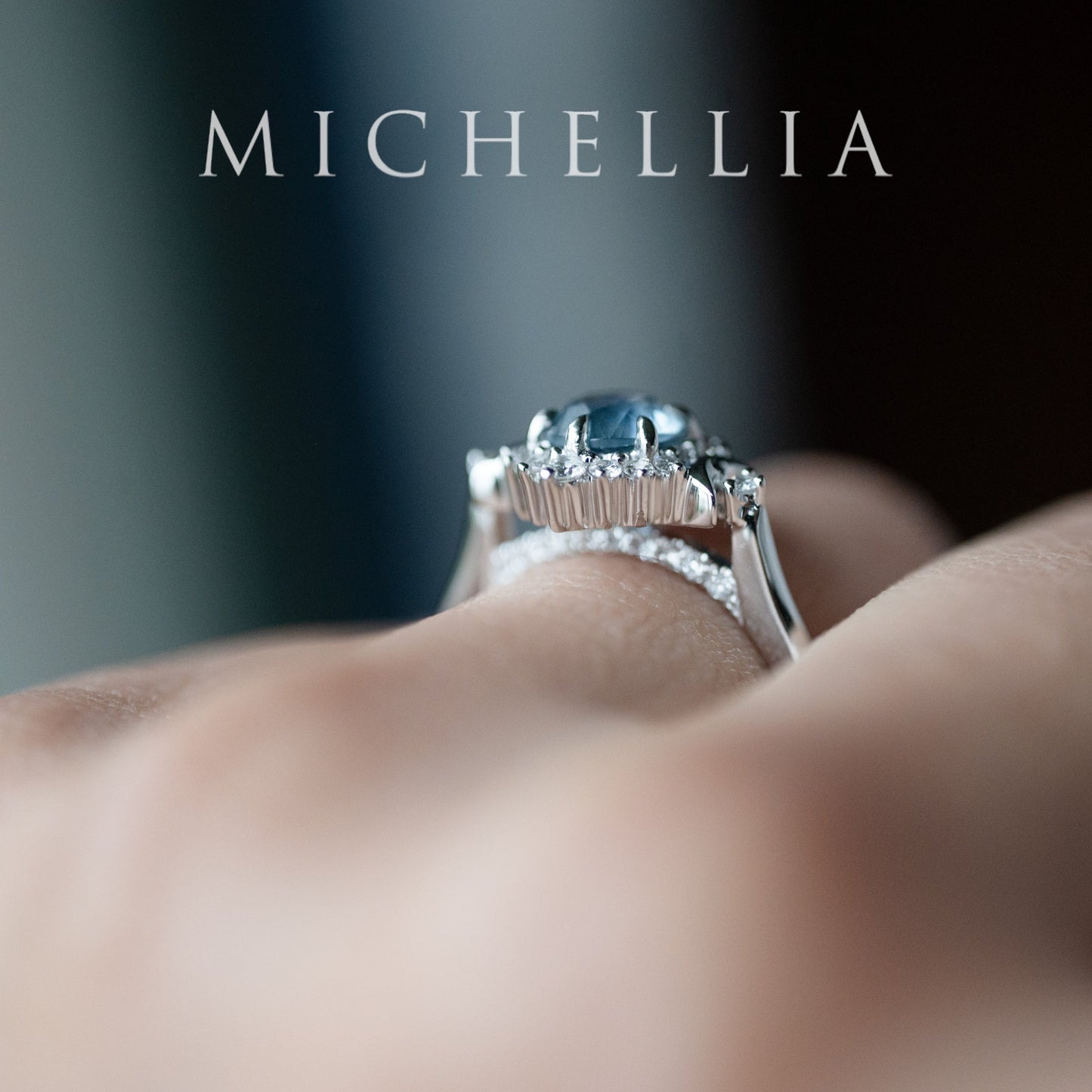 [Selene] Natural Icy Blue Sapphire Moon Goddess Engagement Ring in Platinum, One of A Kind & Ready-to-Ship