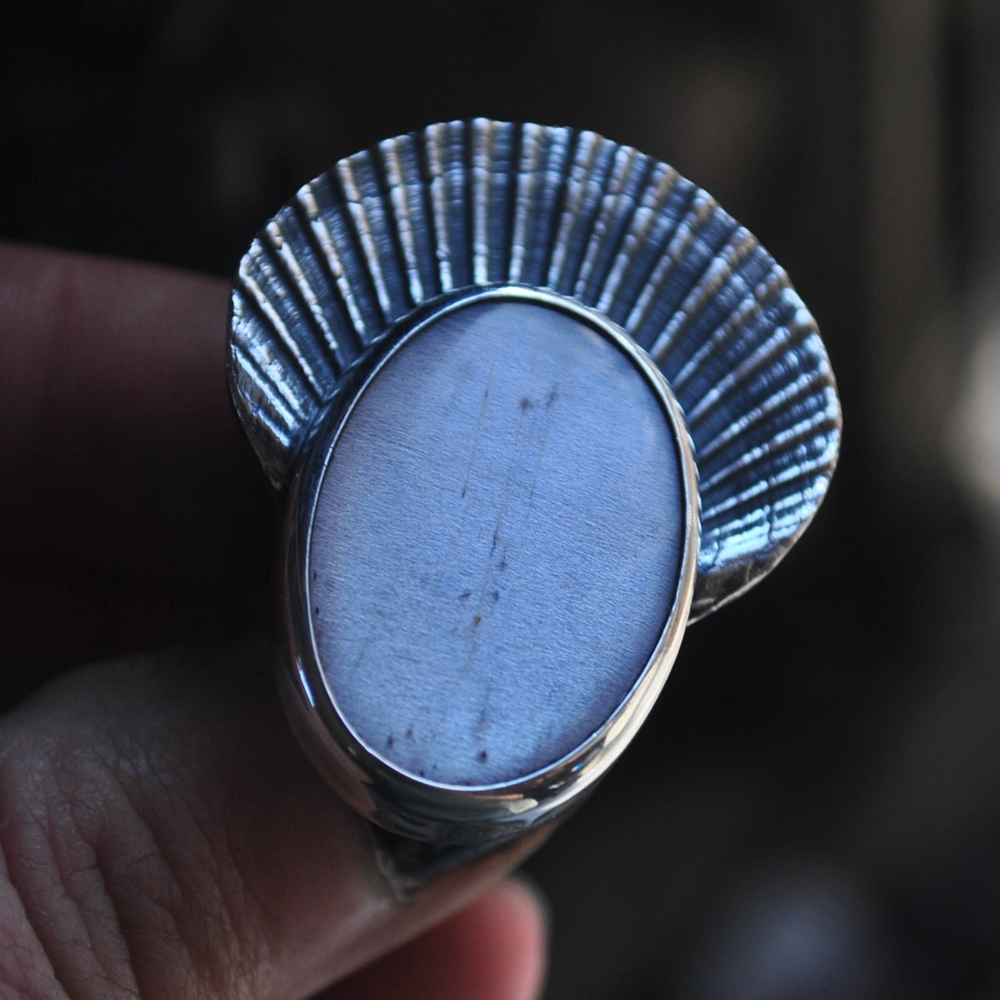 Size 9.25 - Crown of Shells - Seashell Enamel Moonstone