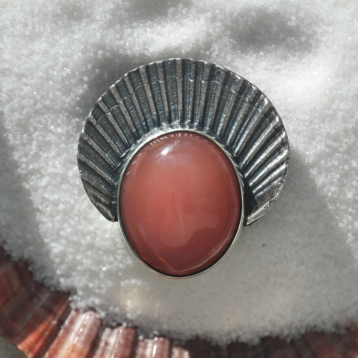 Size 8.5 - Seashell Enamel Moonstone