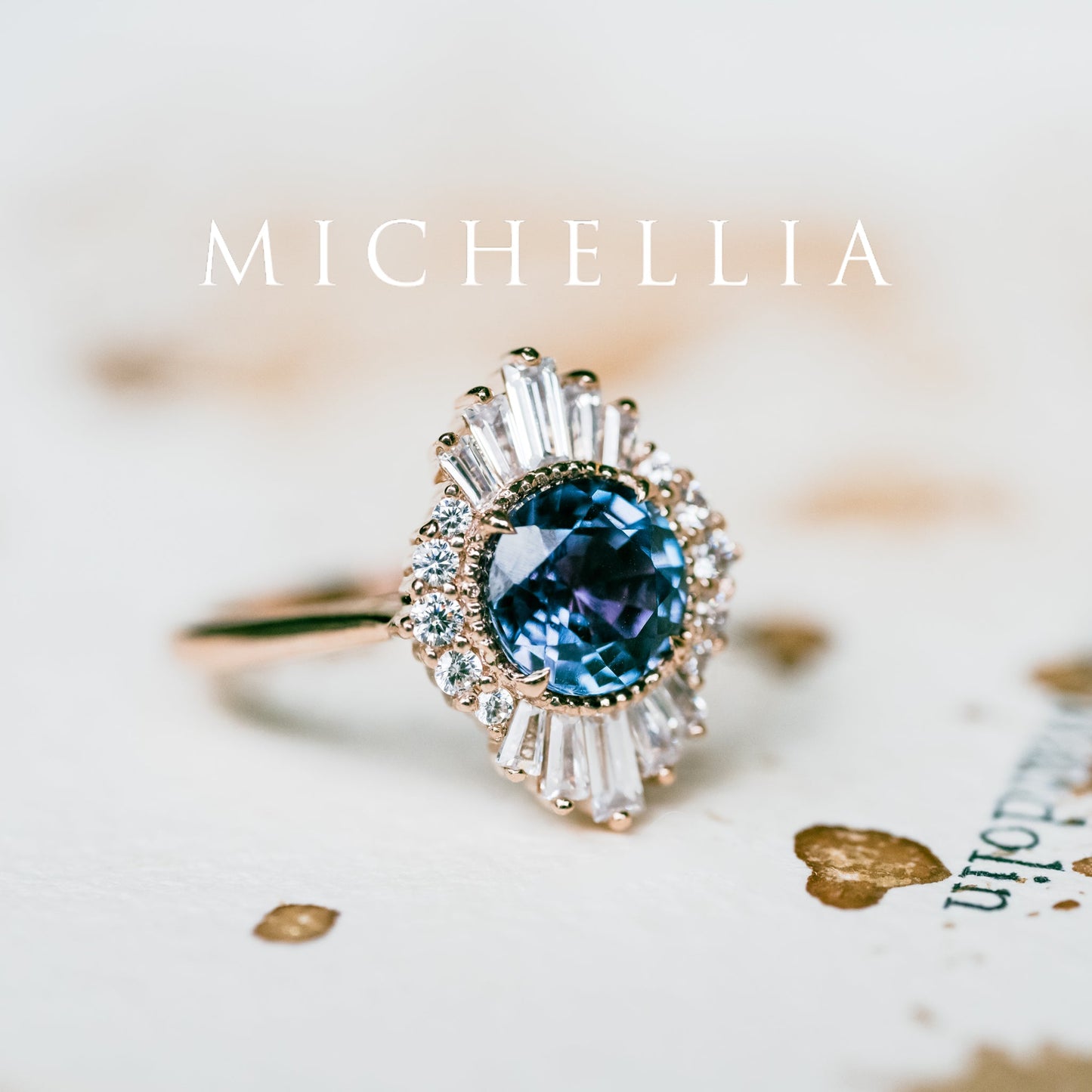 [Georgiana] Vintage Deco Duchess Ring in Lab Alexandrite
