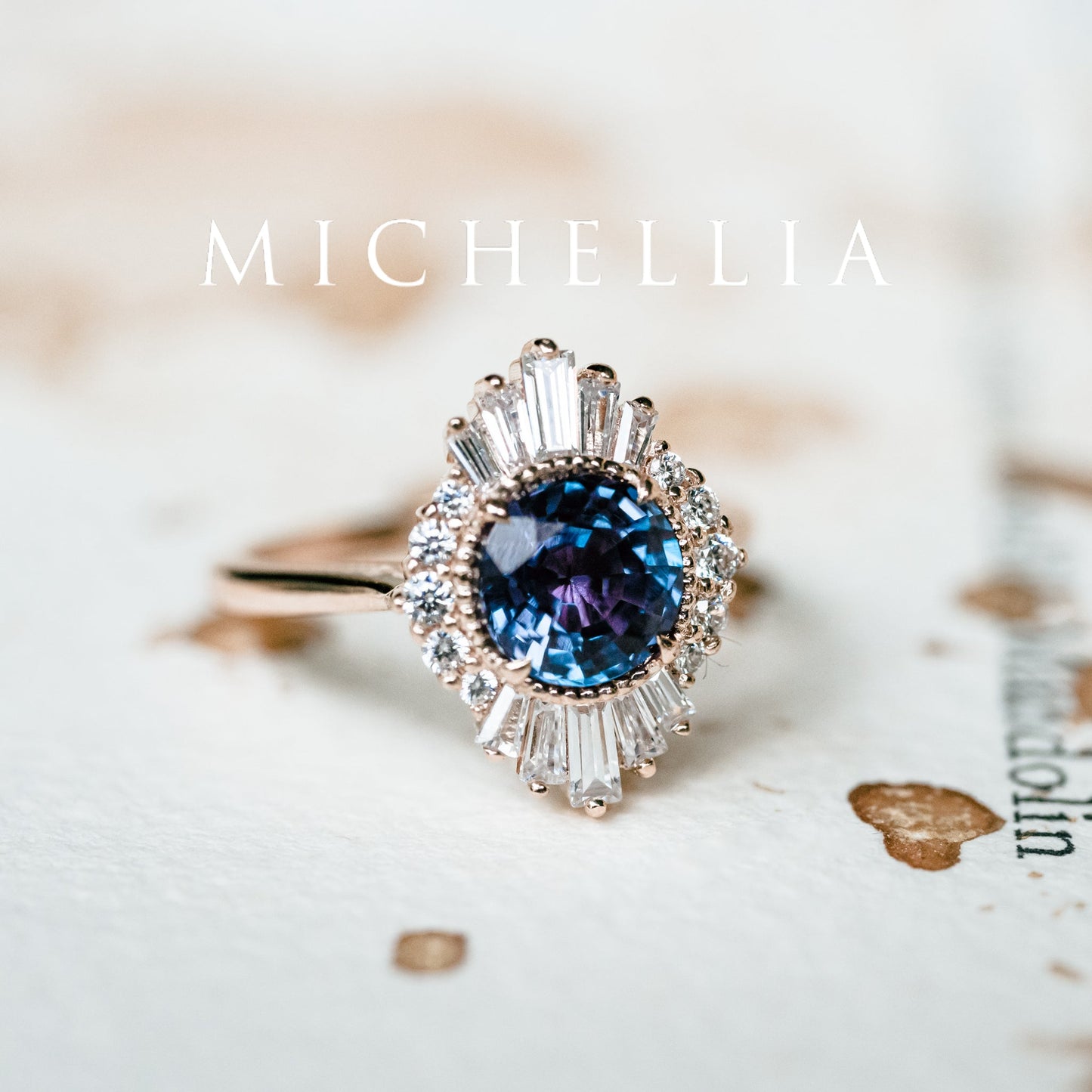 [Georgiana] Vintage Deco Duchess Ring in Lab Alexandrite