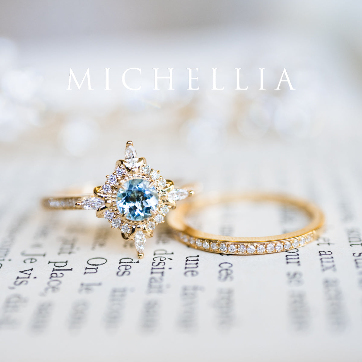[Astrid] Art Deco Petite Engagement Ring in Aquamarine
