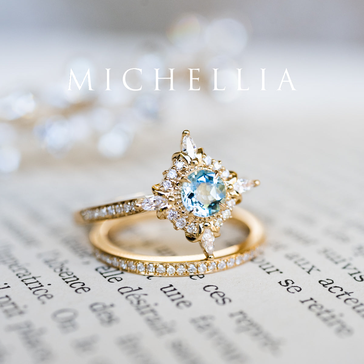 [Astrid] Art Deco Petite Engagement Ring in Aquamarine