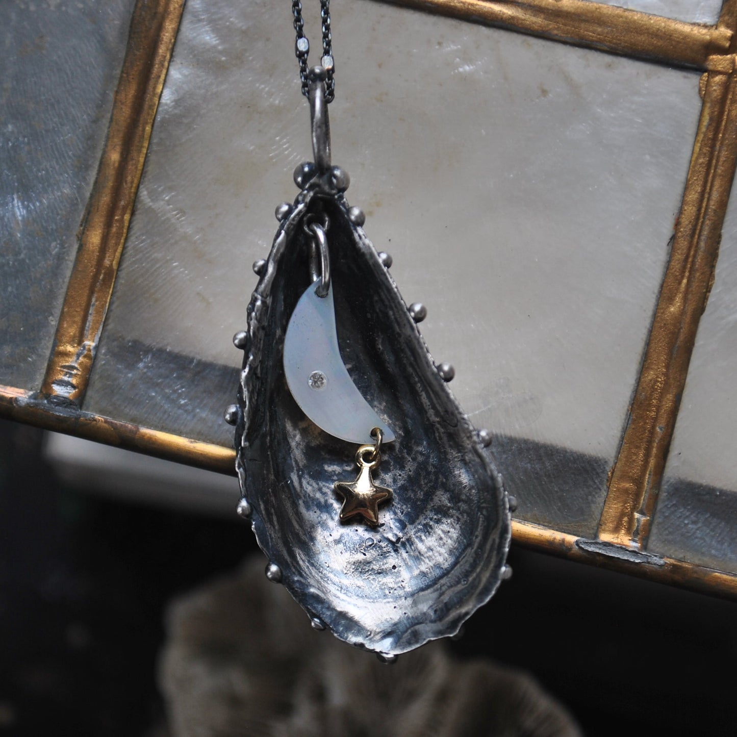 MA Mussel Shell - holding the moon, and a golden star