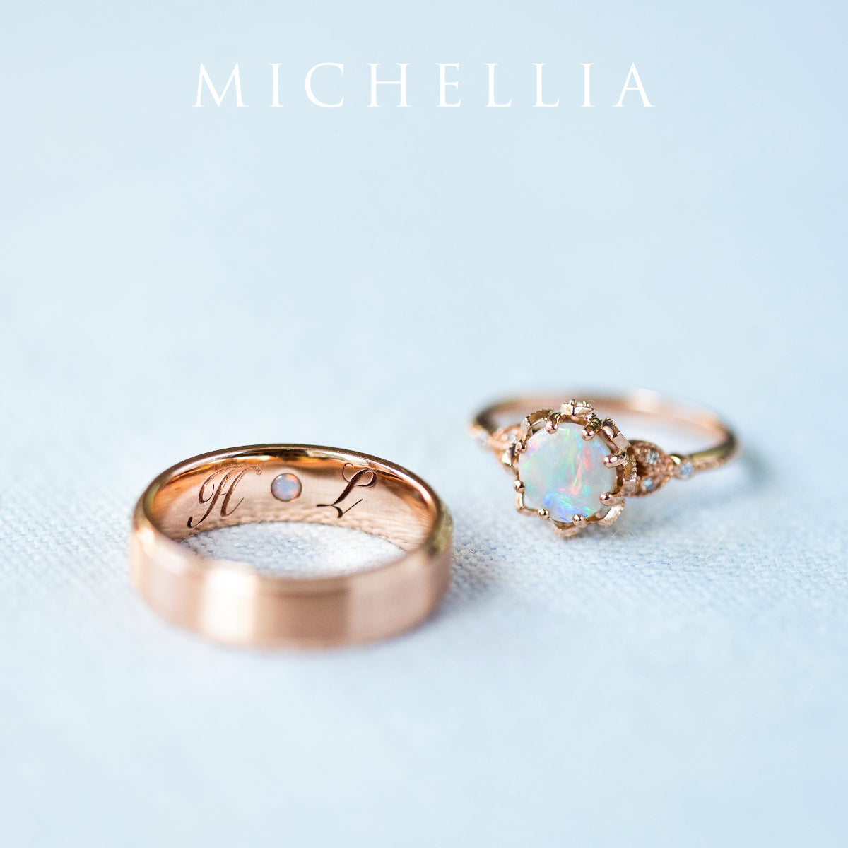 [Evanthe] Vintage Floral Engagement Ring in Opal
