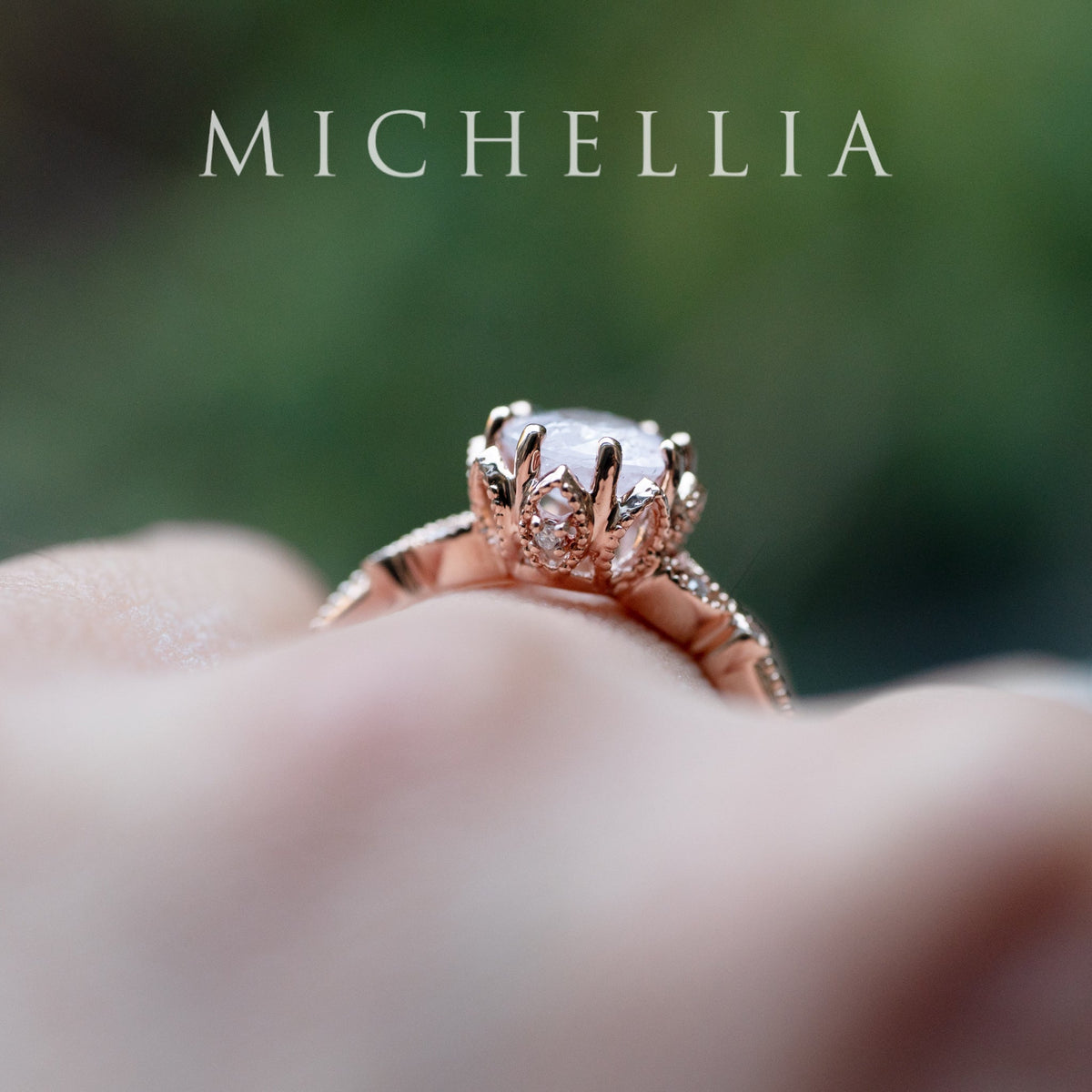 [Evanthe] Frozen Roselight - 1.80ct Natural Silky Petal Pink Sapphire Floral Oval Engagement Ring, 14K Rose Gold, One of A Kind & Ready-to-Ship
