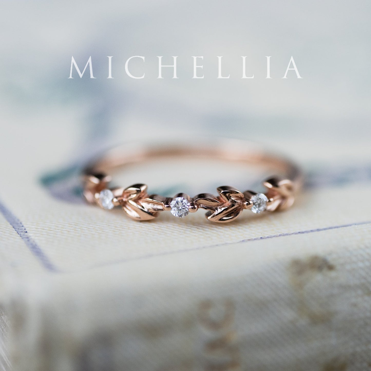 [Briar] The Petite Parisian Garden Vine Wedding Band in Natural Diamond
