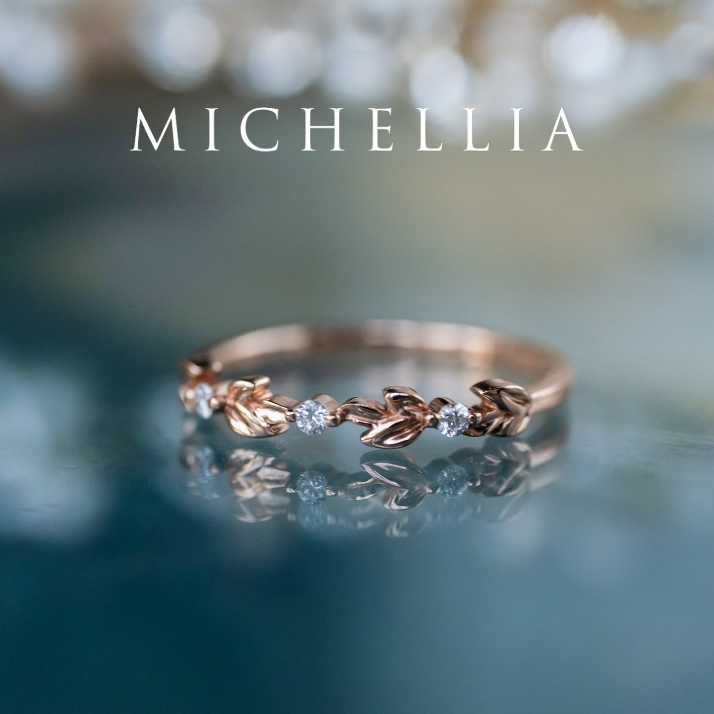 [Reina] Opalescent Lavender Sapphire Woodland Fairy Engagement Ring Set, 14K Rose Gold, One-of-a-Kind & Ready-to-Ship
