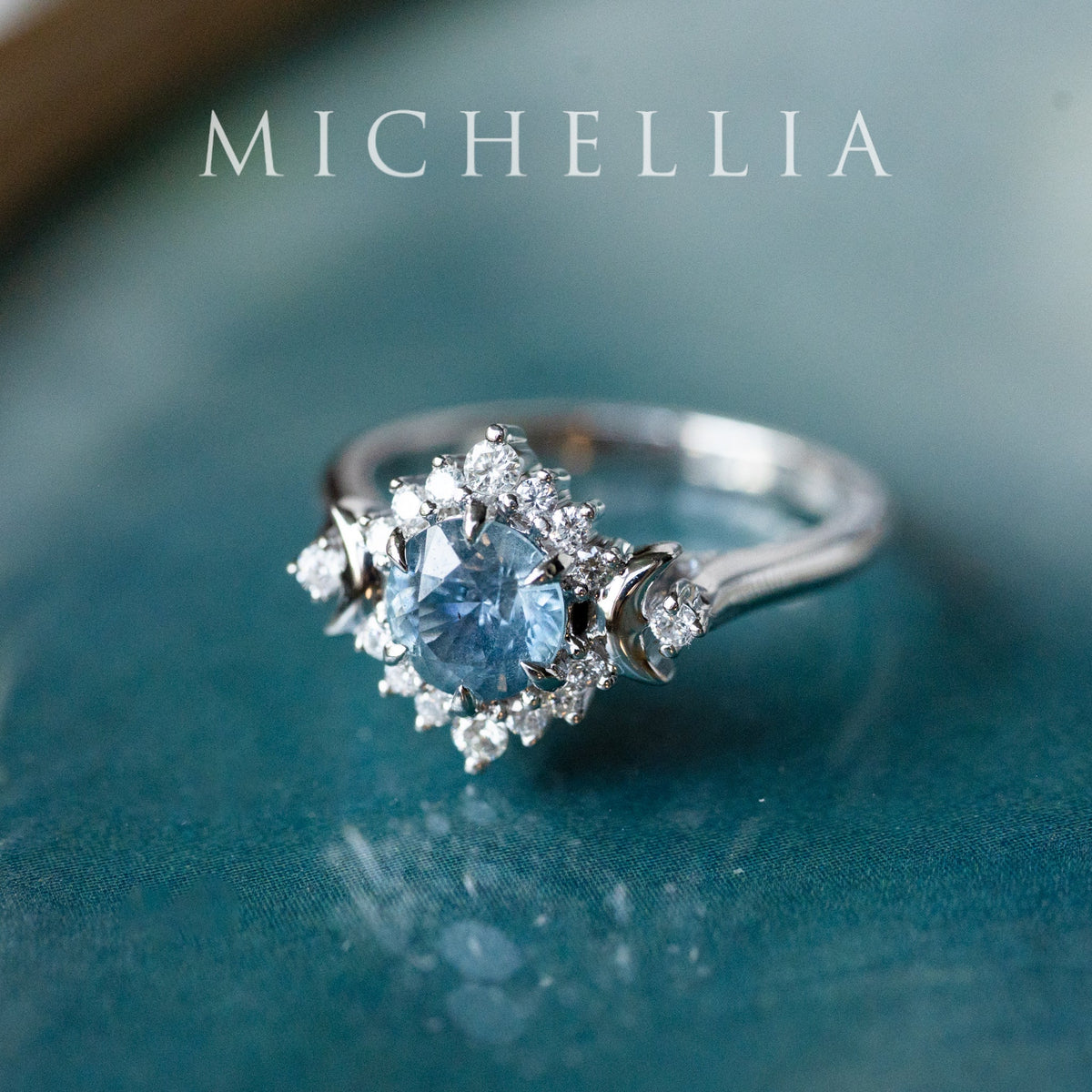 [Selene] Natural Icy Blue Sapphire Moon Goddess Engagement Ring in Platinum, One of A Kind & Ready-to-Ship