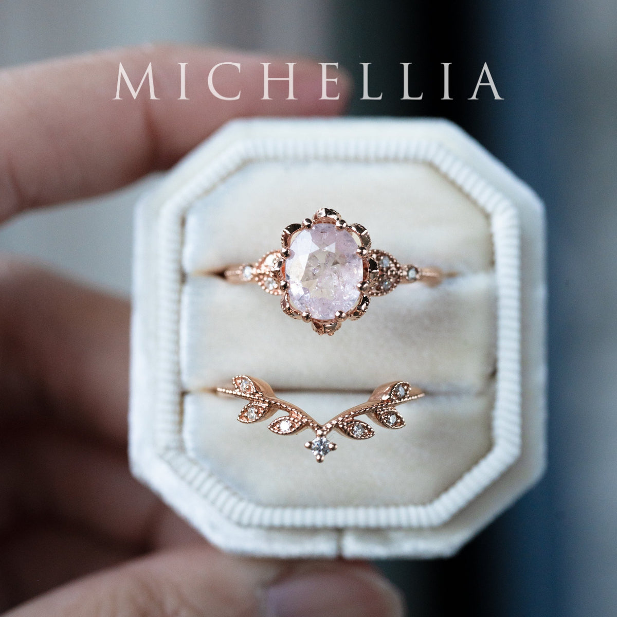 [Evanthe] Frozen Roselight - 1.80ct Natural Silky Petal Pink Sapphire Floral Oval Engagement Ring, 14K Rose Gold, One of A Kind & Ready-to-Ship