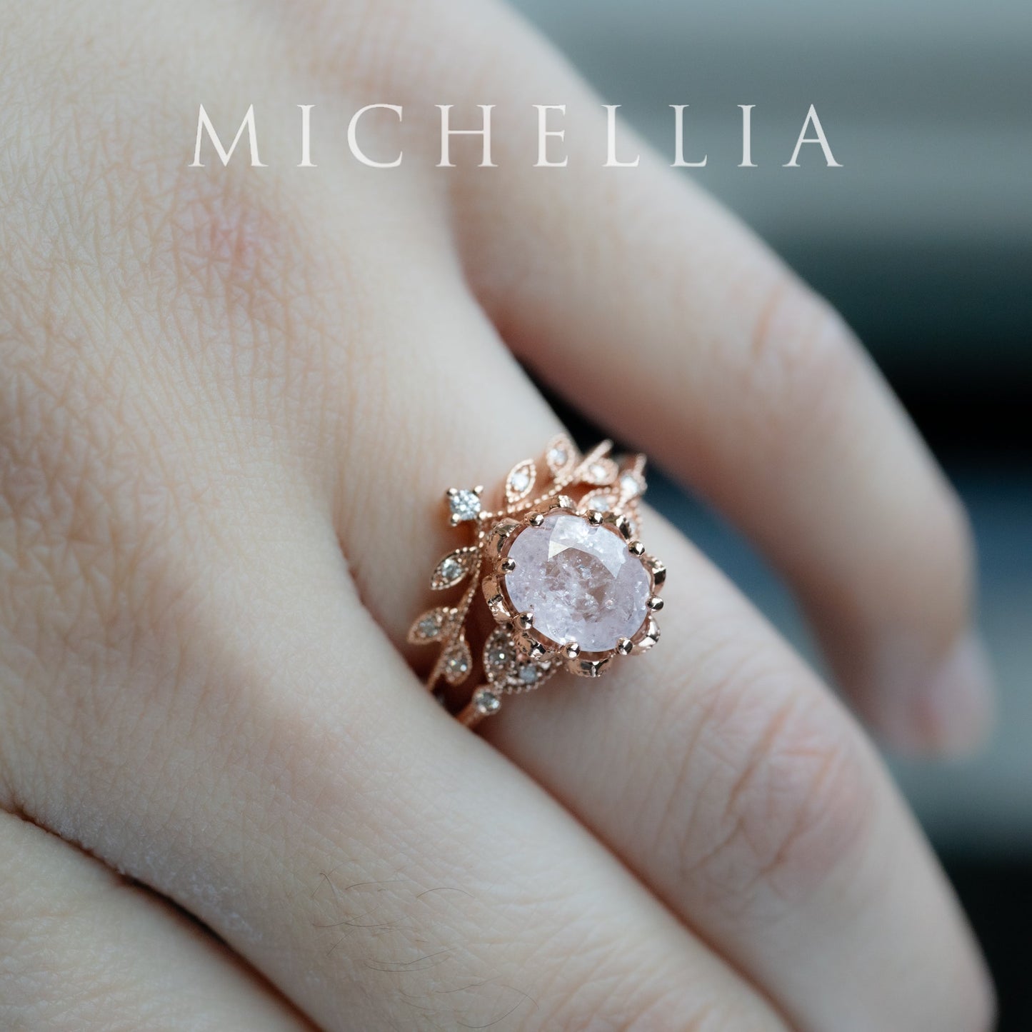 [Evanthe] Frozen Roselight - 1.80ct Natural Silky Petal Pink Sapphire Floral Oval Engagement Ring, 14K Rose Gold, One of A Kind & Ready-to-Ship