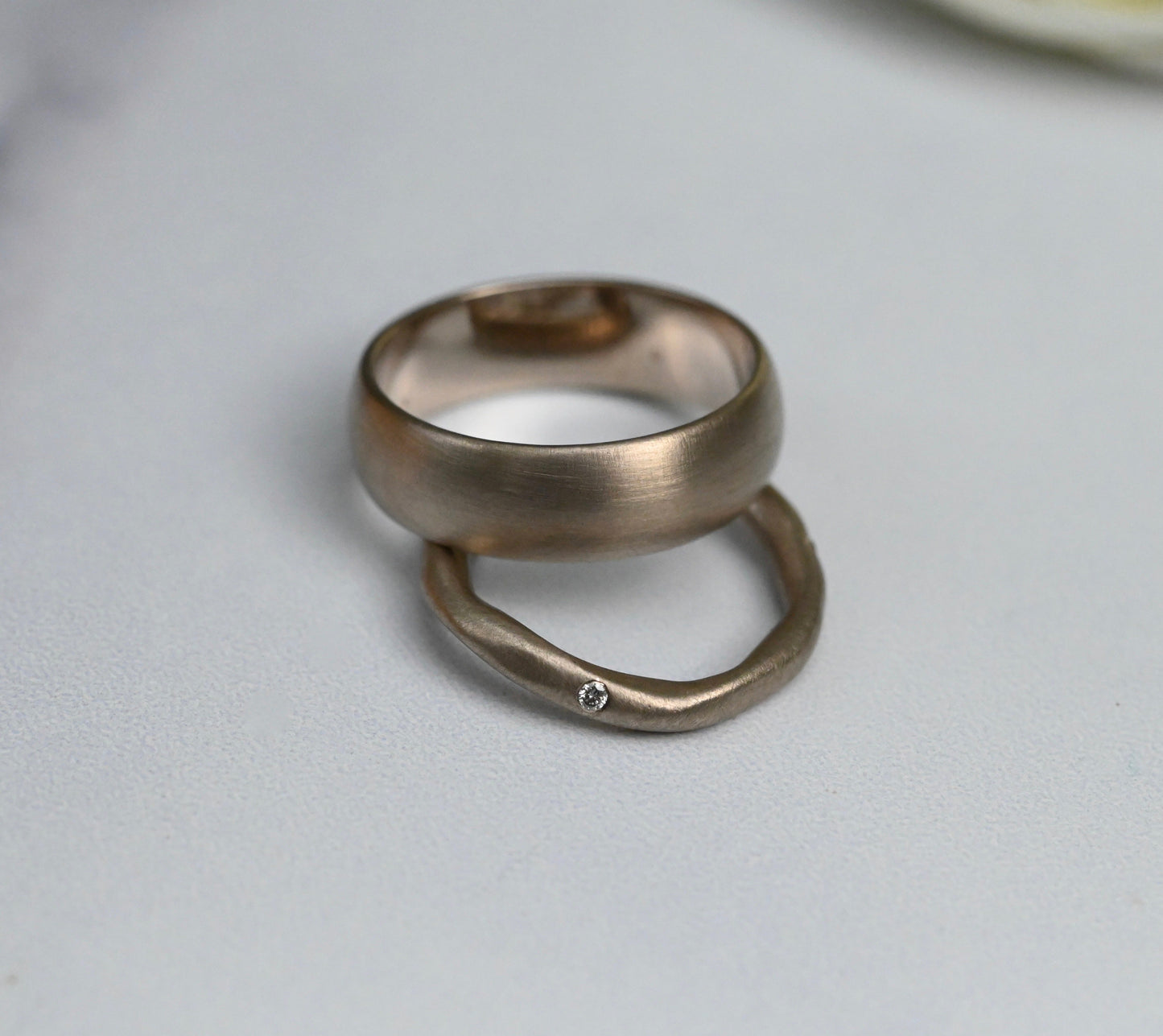 Brushed 14k White Gold Half Round Ring Band - Made To Order