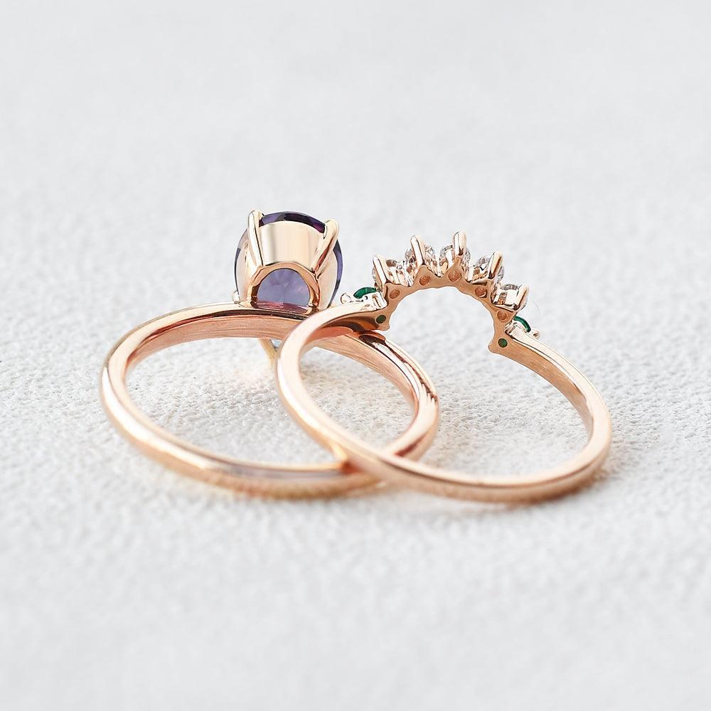 Aurora’s Gleam | Pear Lab Alexandrite Bridal Set 2pcs