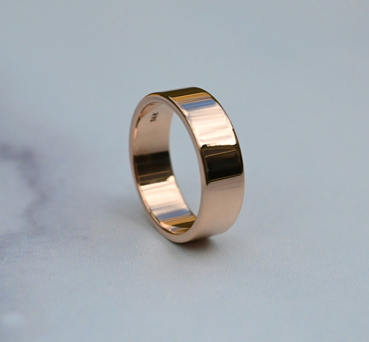 Thick High Polish 14k Gold Rectangular Ring Band - Made To Order