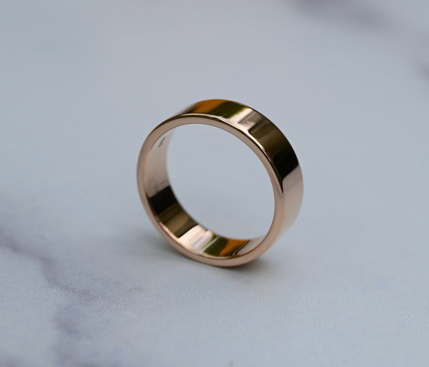 Thick High Polish 14k Gold Rectangular Ring Band - Made To Order