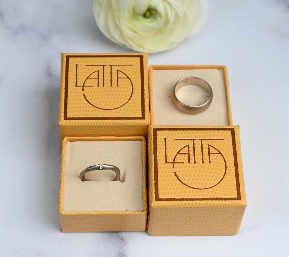 Brushed 14k White Gold Half Round Ring Band - Made To Order