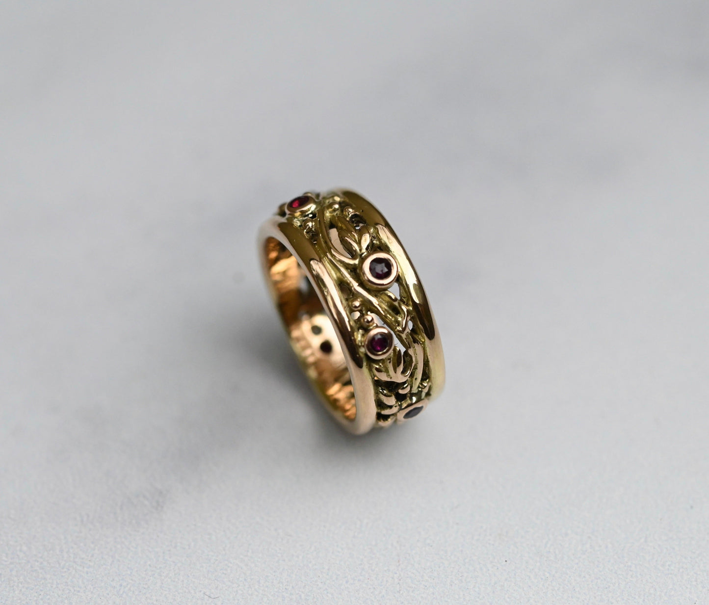 Scroll 14k Gold & Gemstone Ring Setting - Made to Order