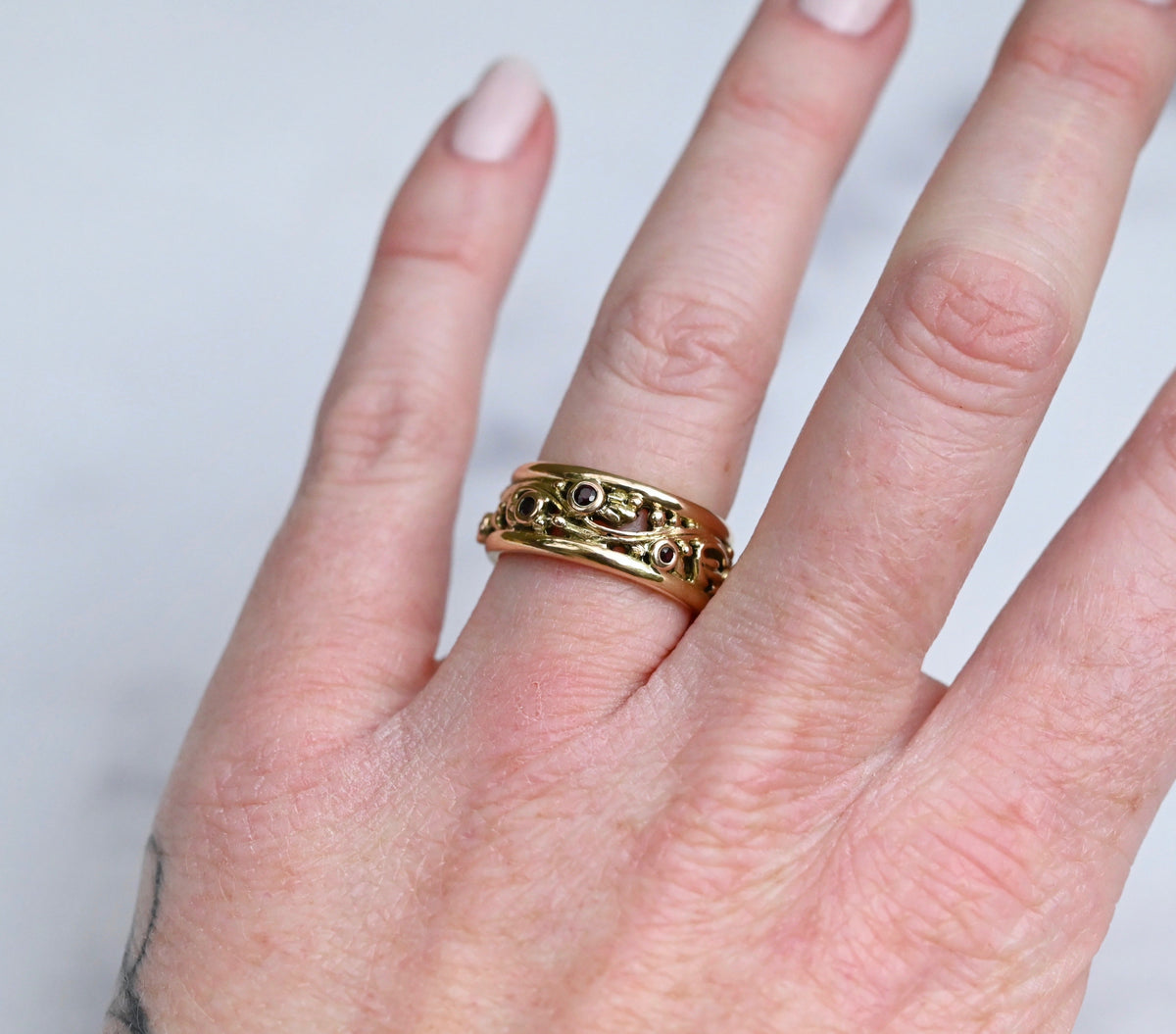 Scroll 14k Gold & Gemstone Ring Setting - Made to Order