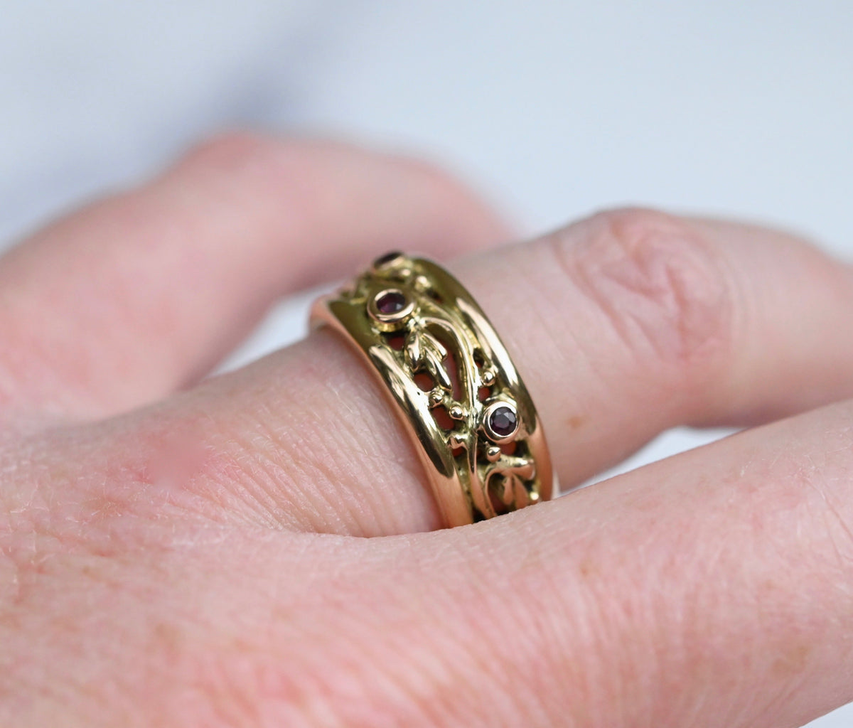 Scroll 14k Gold & Gemstone Ring Setting - Made to Order