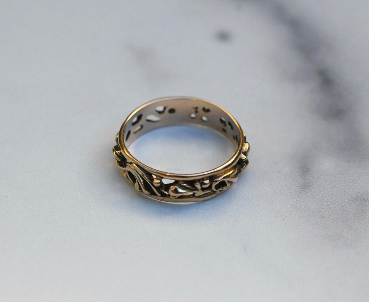 Small Scroll 14k Gold Ring Band- Made to Order