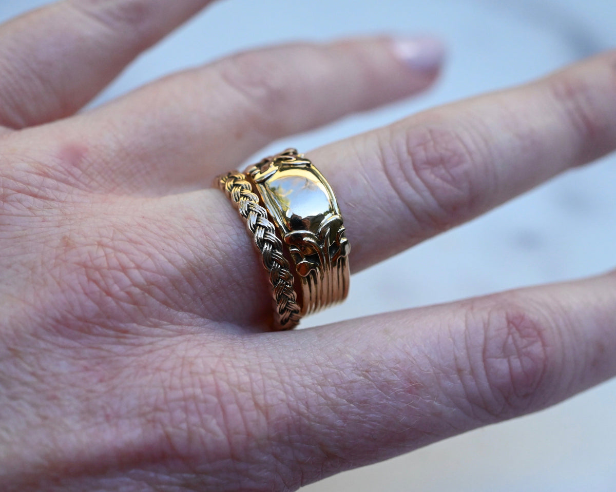 Large Banner 14k Gold Ring Band - Made To Order