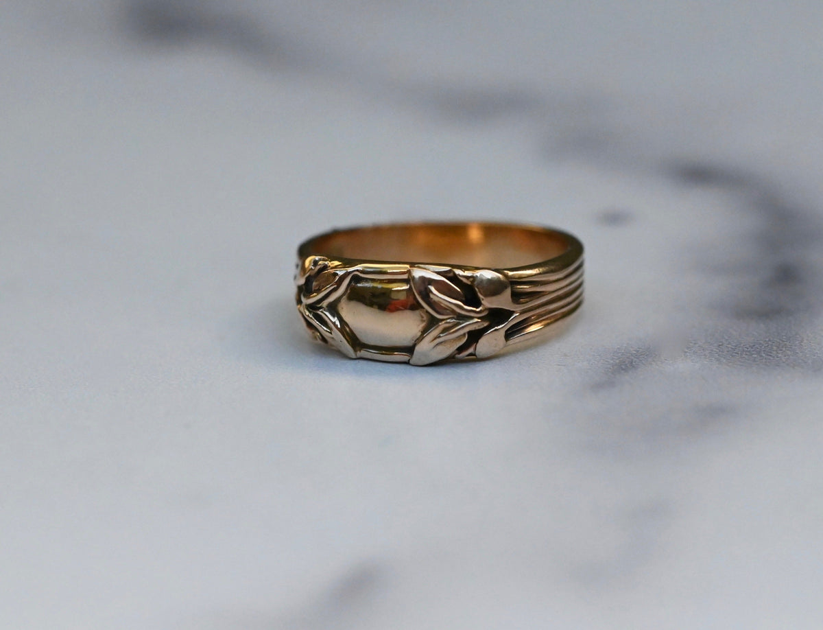 Small Banner 14k Gold Ring Band - Made To Order