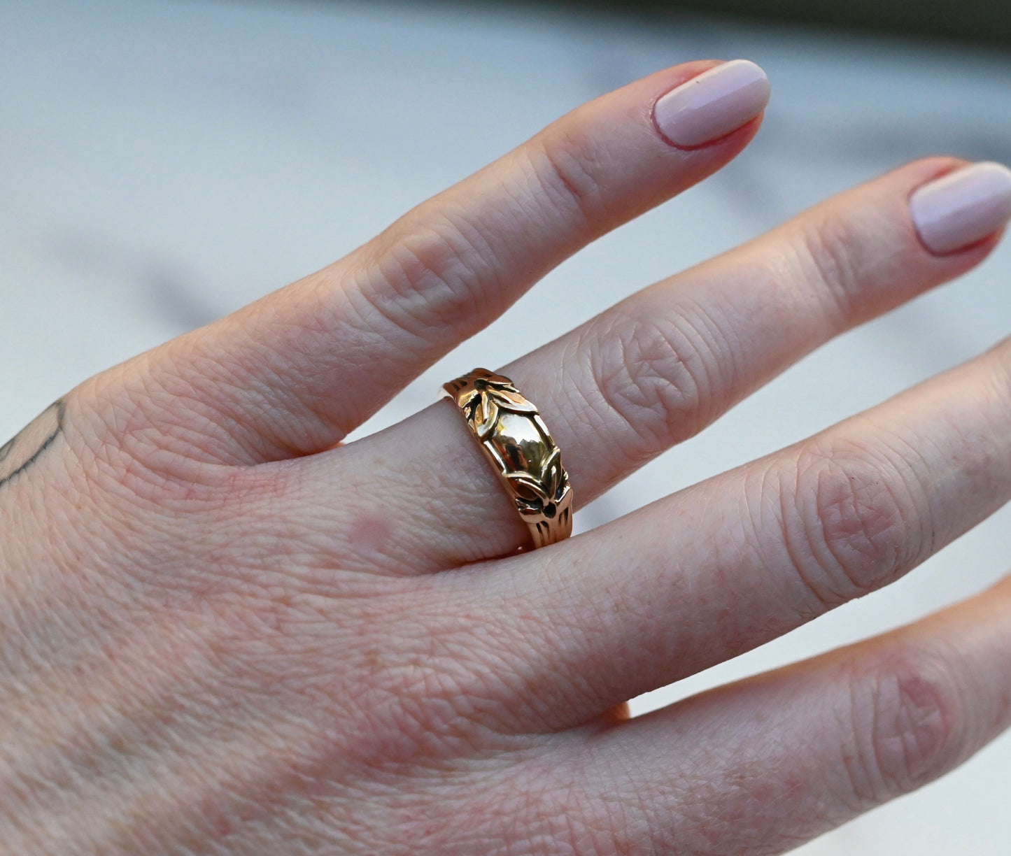 Small Banner 14k Gold Ring Band - Made To Order
