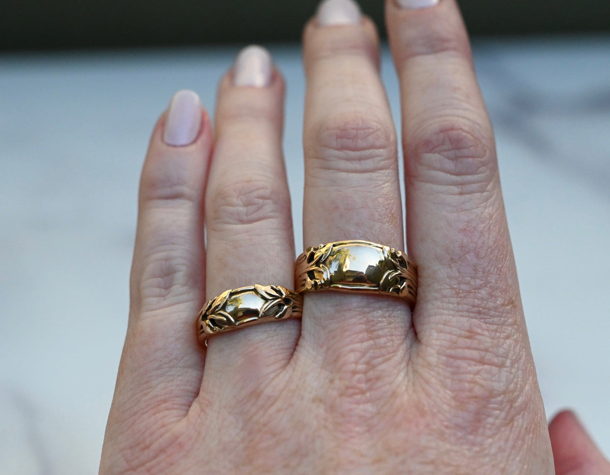 Small Banner 14k Gold Ring Band - Made To Order