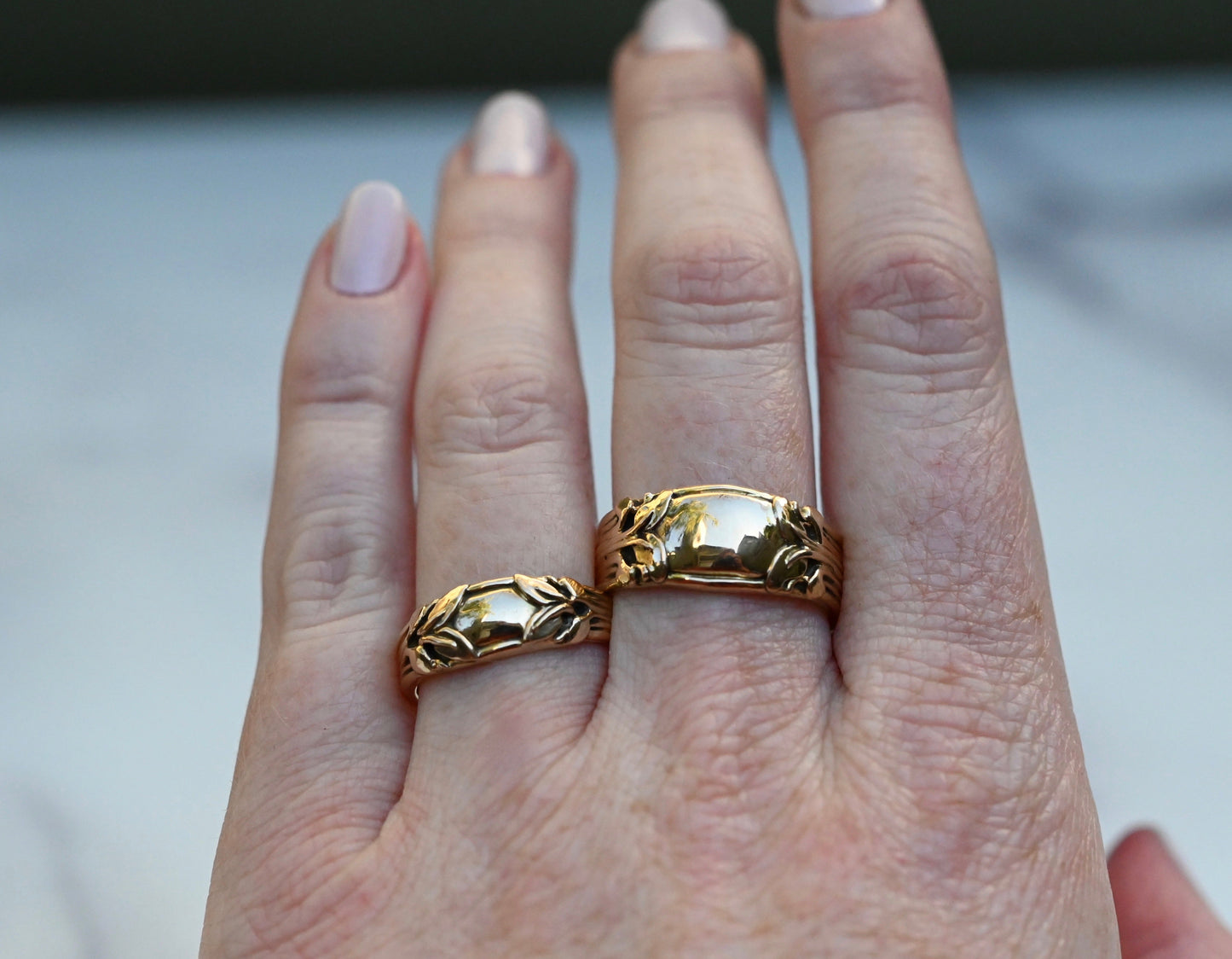 Large Banner 14k Gold Ring Band - Made To Order