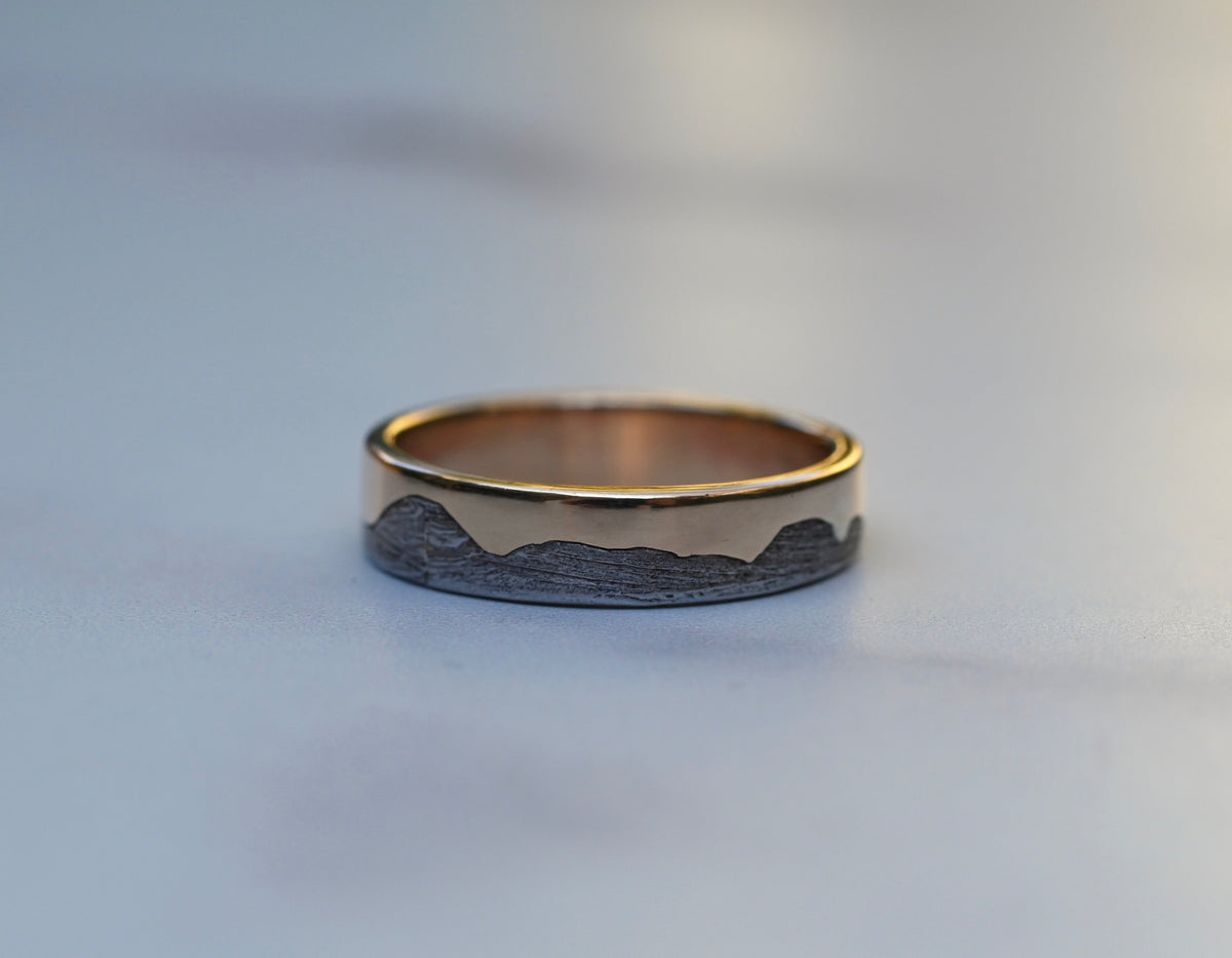 Meteorite & 14k Gold Mountain Ring - Made To Order