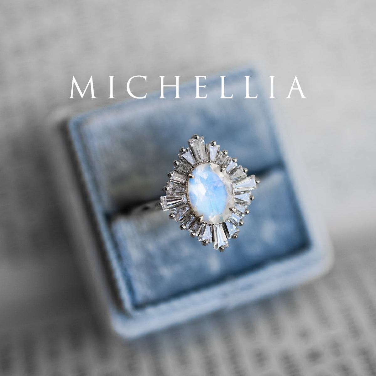 [Athena] Vintage Deco Oval Cut Goddess Ring in Moonstone