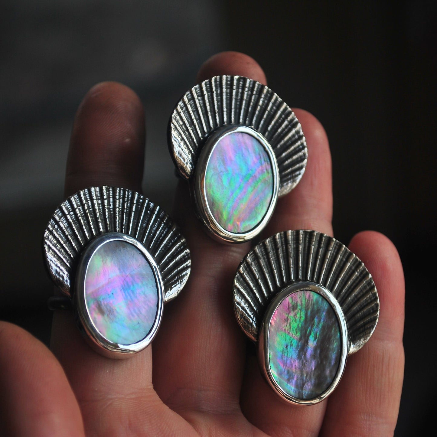 Size 8.25 - Crown of Shells - Rainbow Abalone