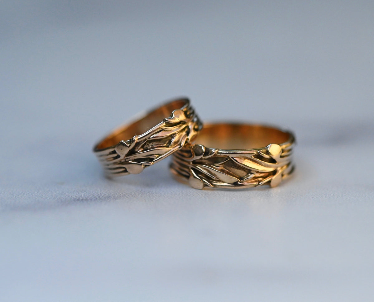 Small Flora Banner 14k Gold Ring Band - Made To Order