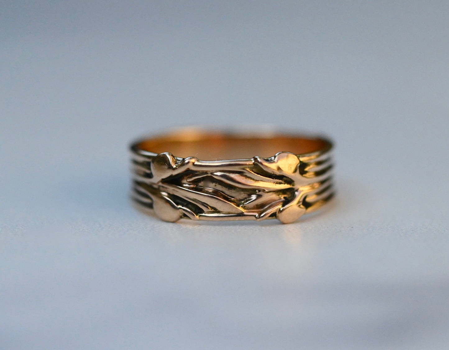 Small Flora Banner 14k Gold Ring Band - Made To Order