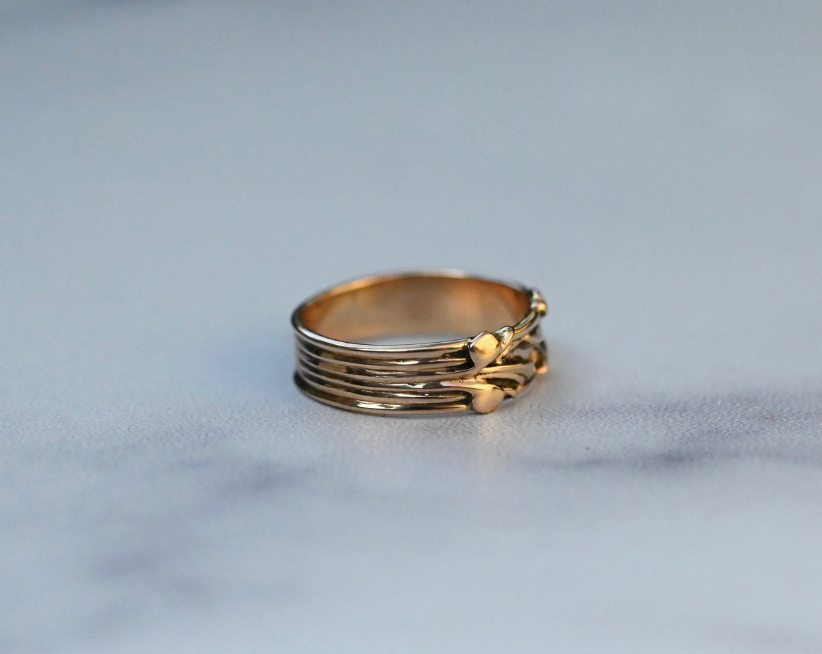 Small Flora Banner 14k Gold Ring Band - Made To Order