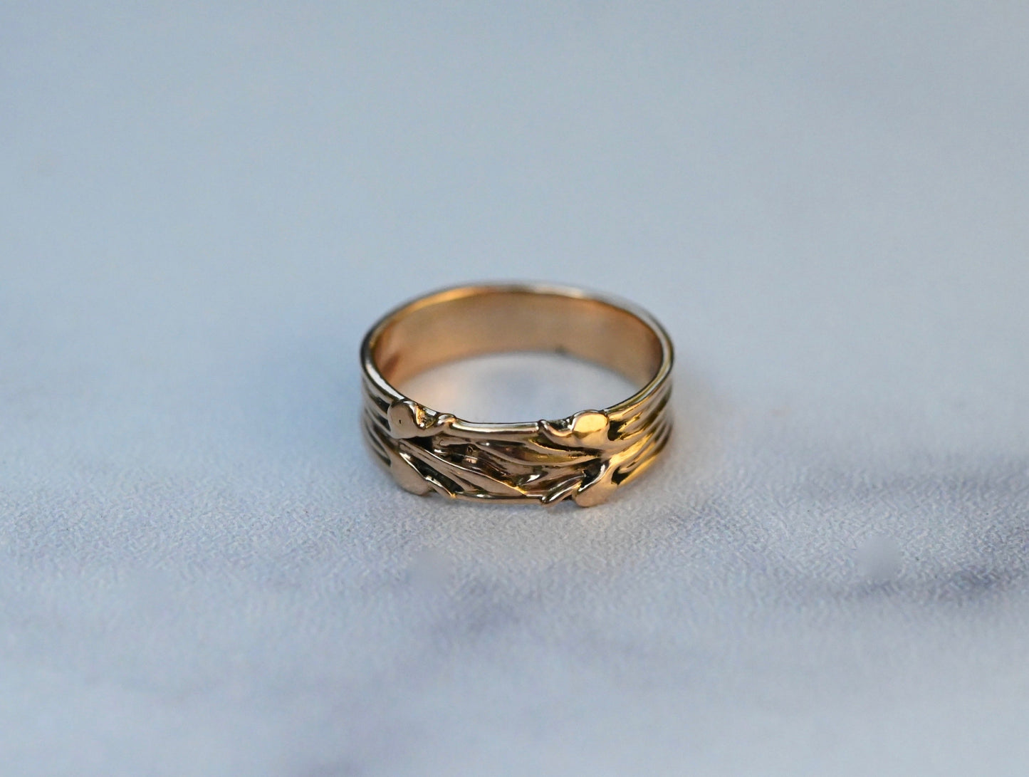 Small Flora Banner 14k Gold Ring Band - Made To Order