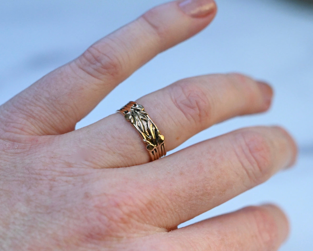 Small Flora Banner 14k Gold Ring Band - Made To Order