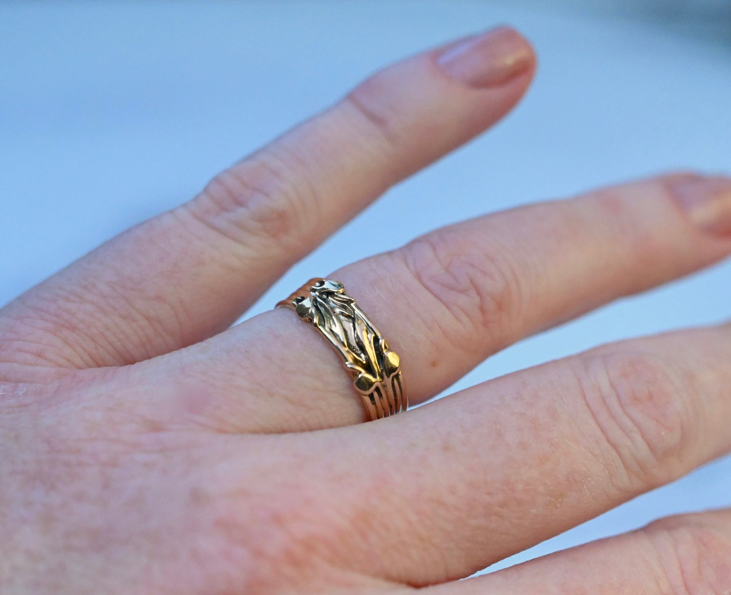 Small Flora Banner 14k Gold Ring Band - Made To Order