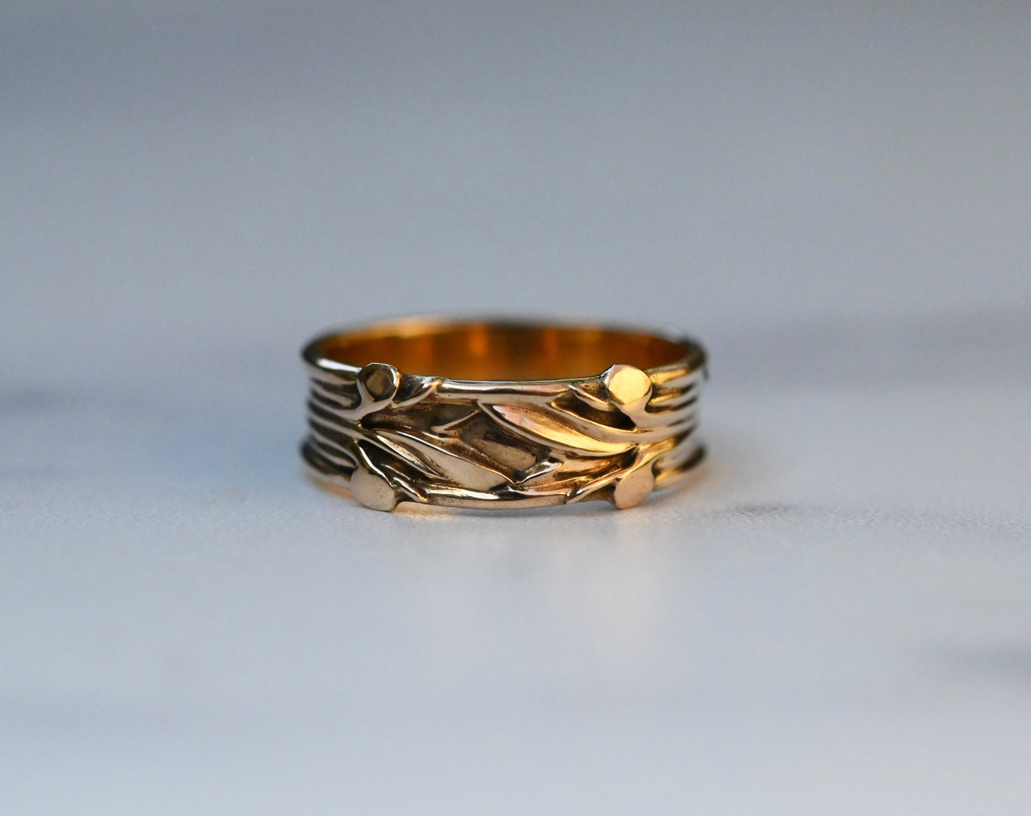 Large Flora Banner 14k Gold Ring Band - Made To Order