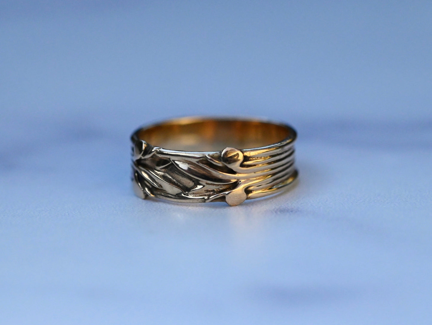 Large Flora Banner 14k Gold Ring Band - Made To Order