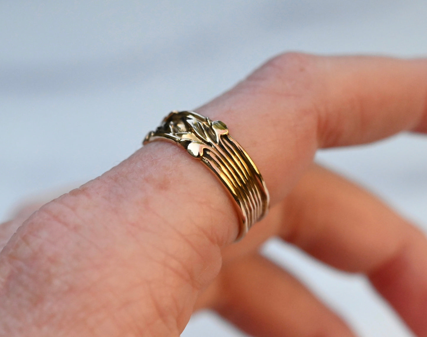 Large Flora Banner 14k Gold Ring Band - Made To Order