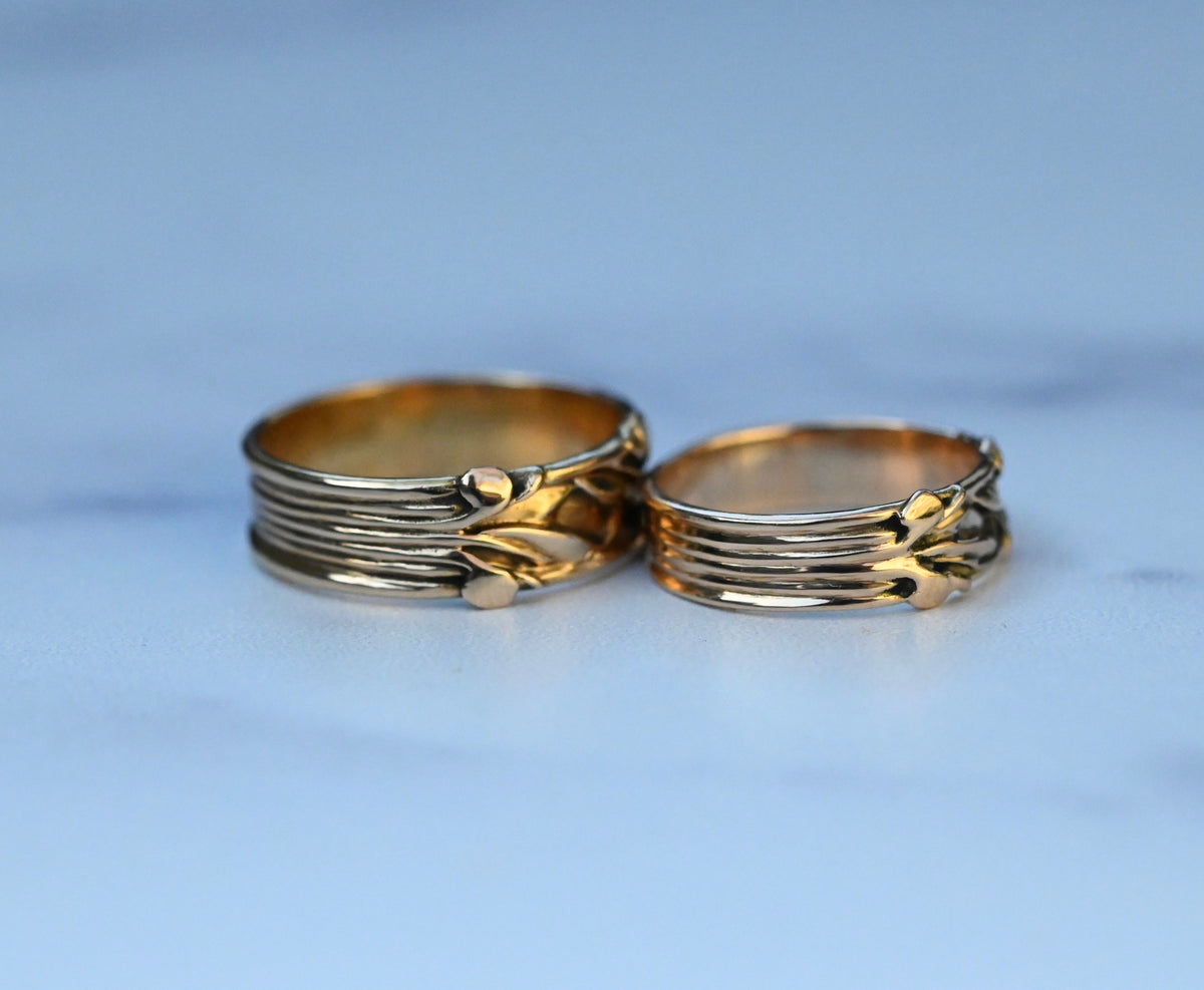 Large Flora Banner 14k Gold Ring Band - Made To Order