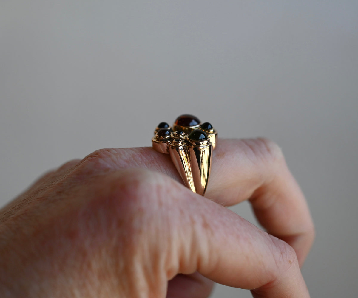 14k Gold Bubble Multi Gemstone Chunky Ring - size 8 (sizable) - Ready to Ship