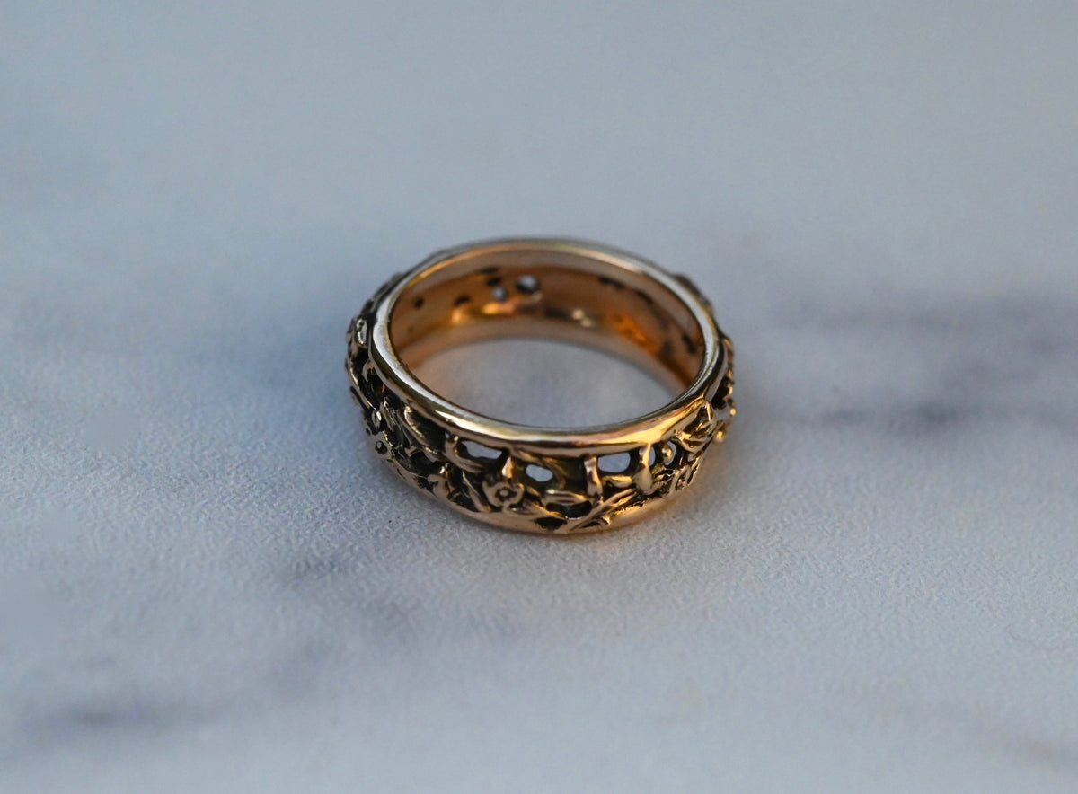 Floral 14k Gold Ring Band- Made To Order