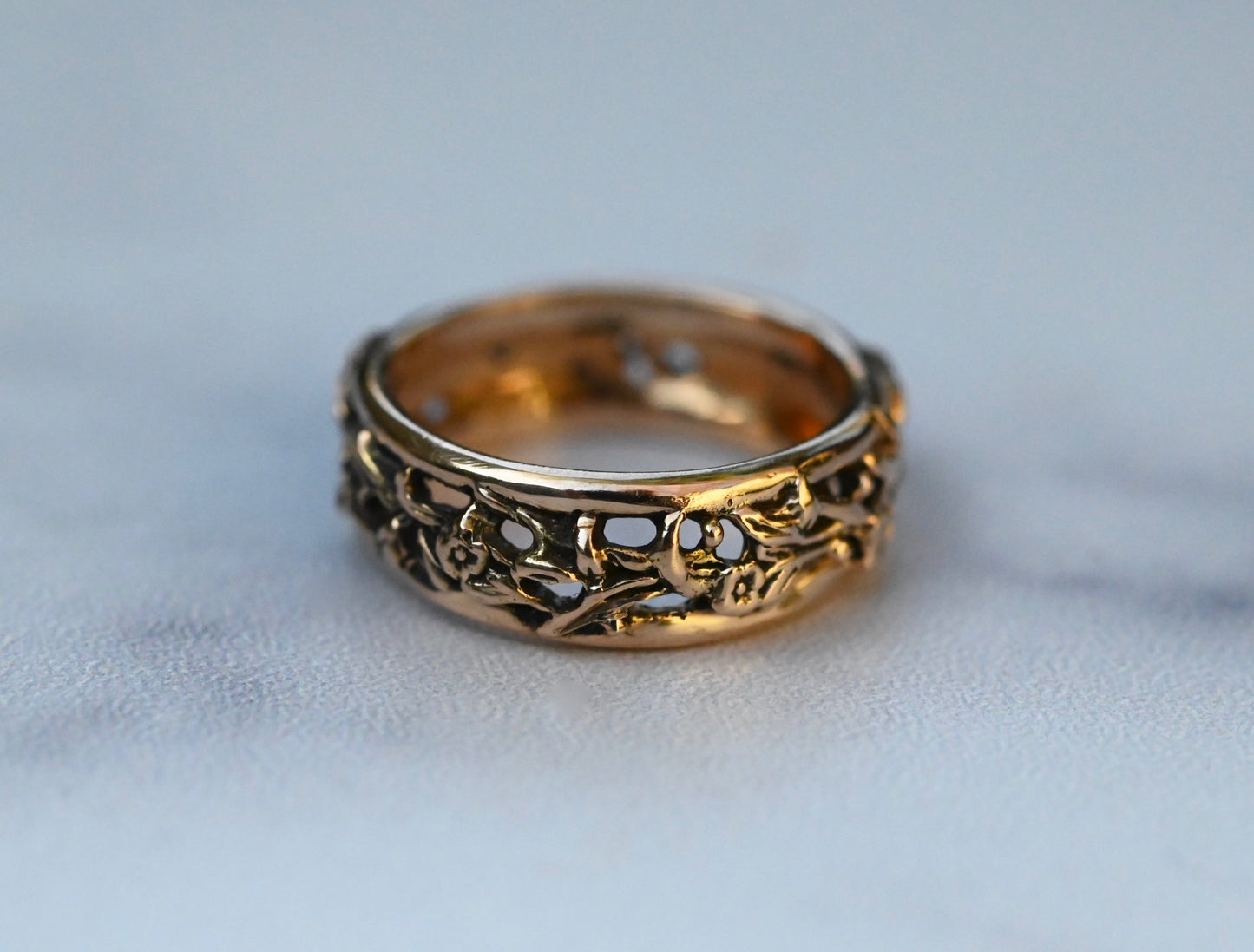 Floral 14k Gold Ring Band- Made To Order