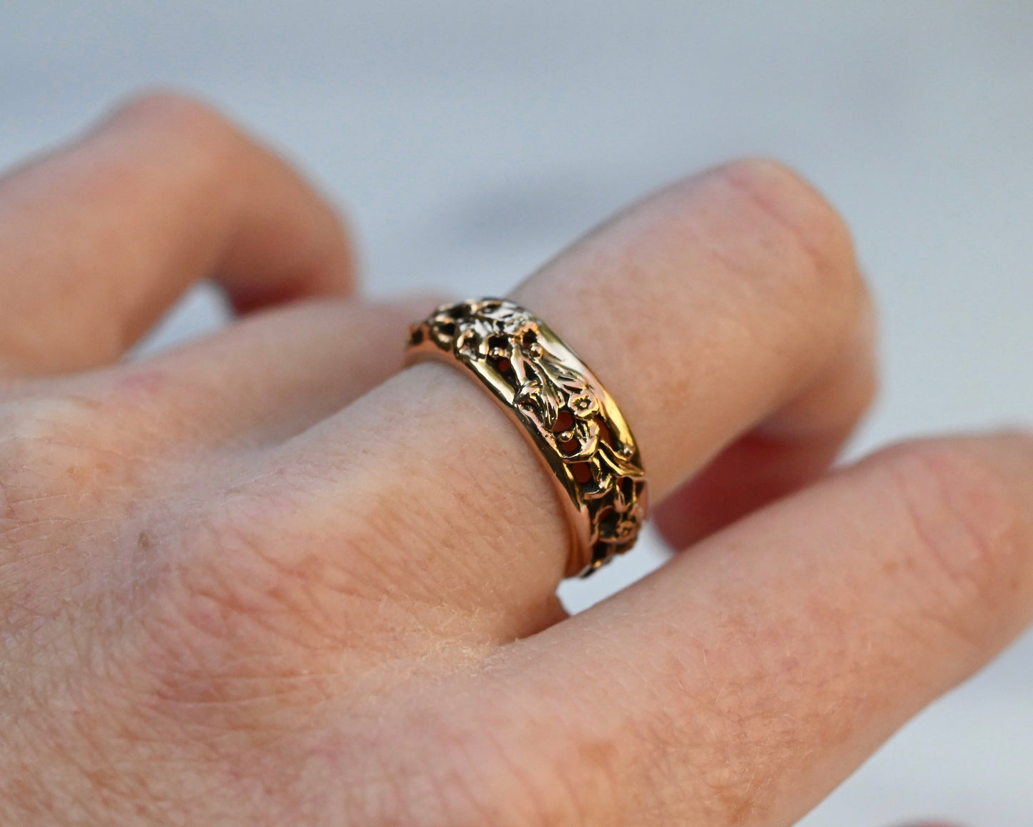 Floral 14k Gold Ring Band- Made To Order