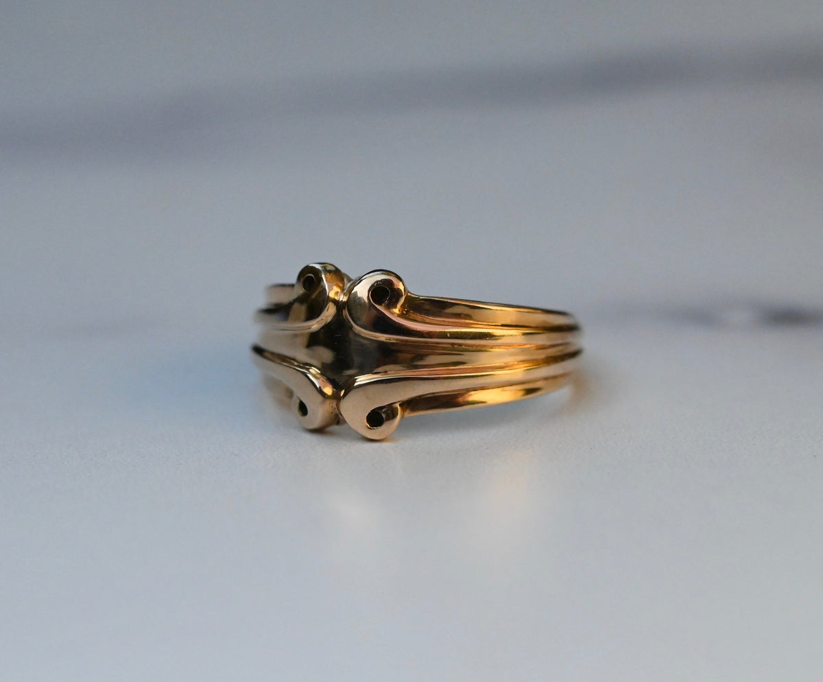 Symmetrical Scroll 14k Gold Ring Band- Made to Order