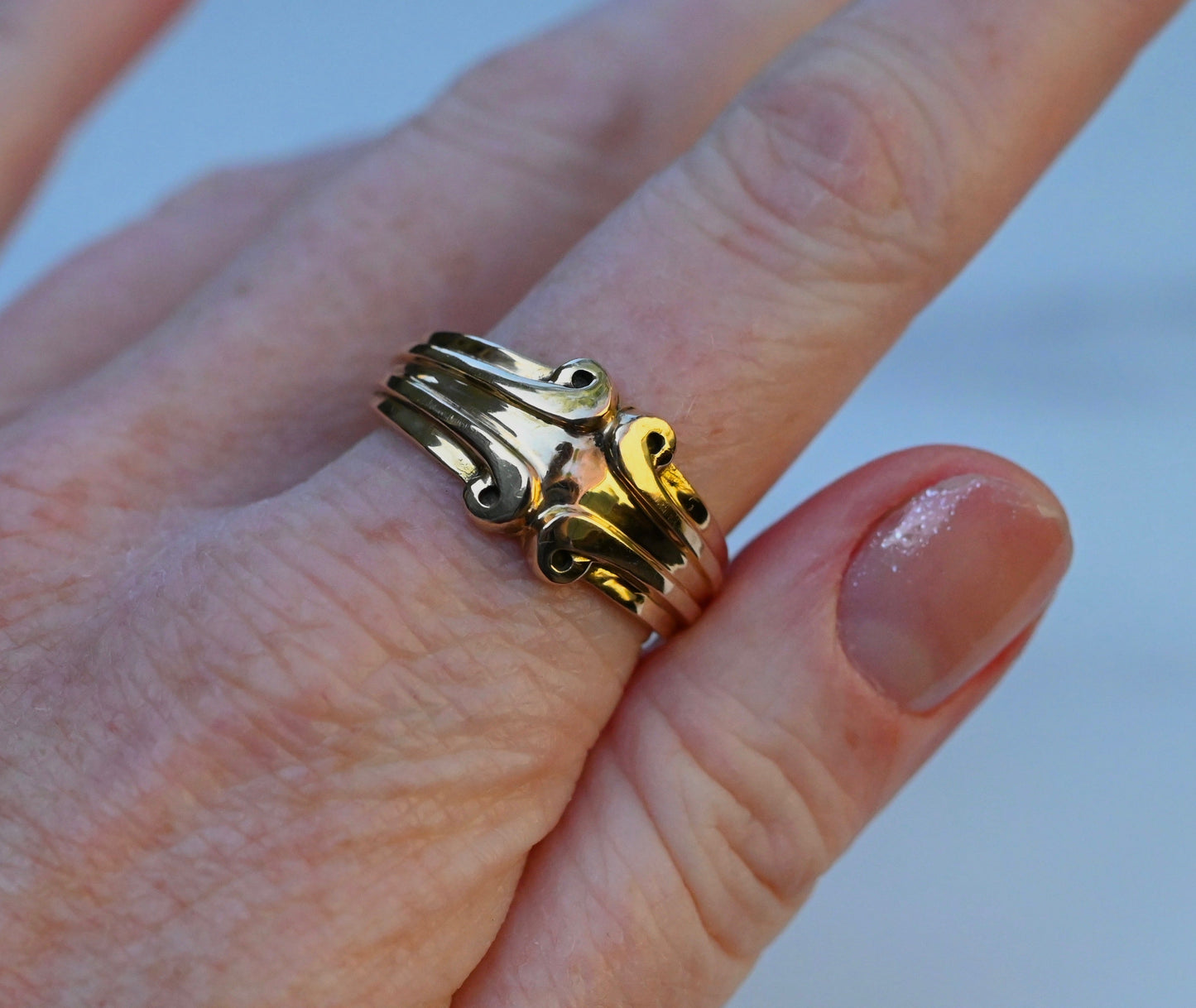 Symmetrical Scroll 14k Gold Ring Band- Made to Order
